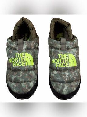 The North Face TNF Nuptse Mule Military Olive Green Black Stippled Camo Size 11